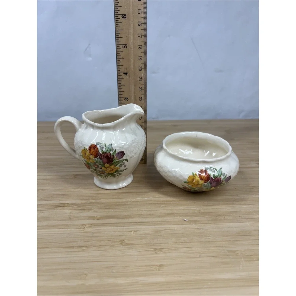 Soho Pottery Ambassador Ware Creamer & Sugar‎ Bowl Set England Vintage